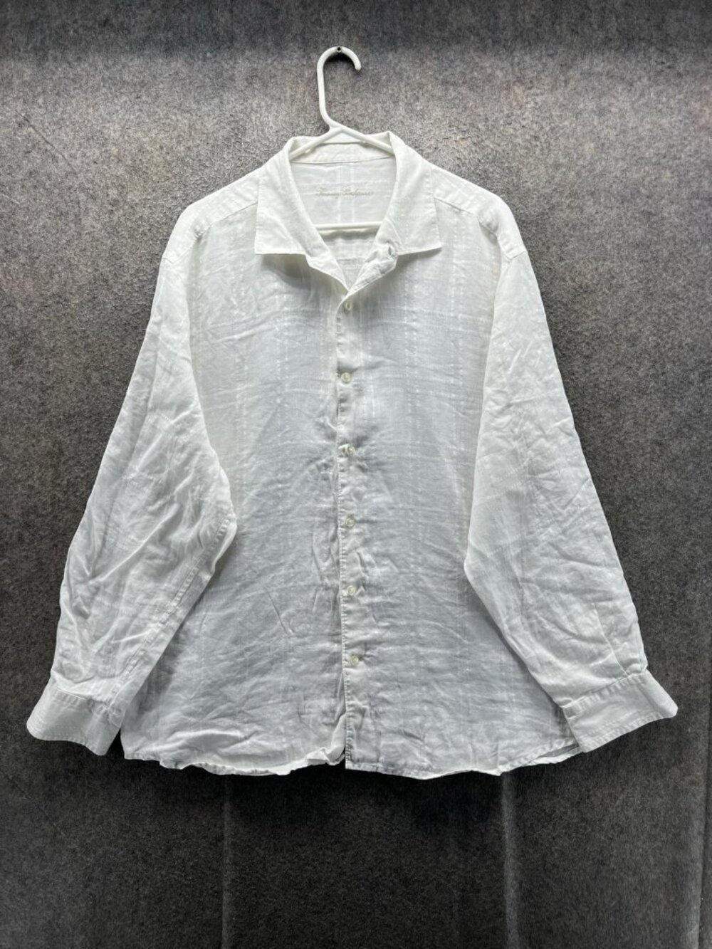 Tommy Bahama Shirt Men XL White Solid Linen Long Sleeve Button Up Casual Woven